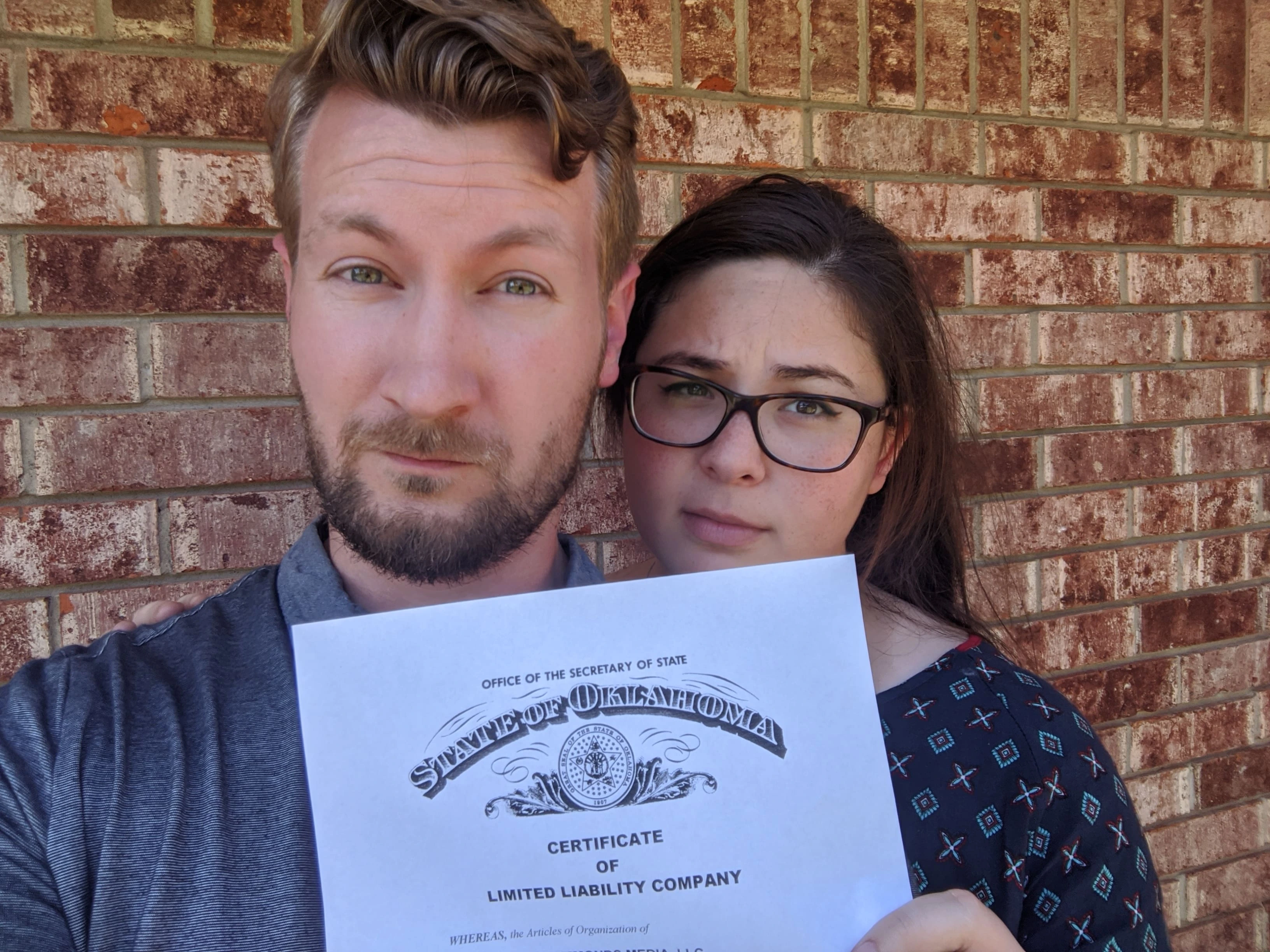 Garrett and Grace Hammonds celebrating the new Hammonds Media business license in 2020